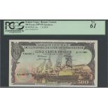 Banque Centrale du Congo Belge et du Ruanda-Urundi, specimen 500 francs, 1st September 1957, se...