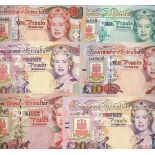Government of Gibraltar, £5, £10 (2), £20 (2), £50, 1995 - 2006, MM000898, B000898, AA399666, C...