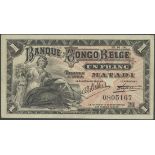 Banque du Congo-Belge, 1 franc, Matadi, 15 October 1914, serial number 0805167, (Pick 3B, TBB B...