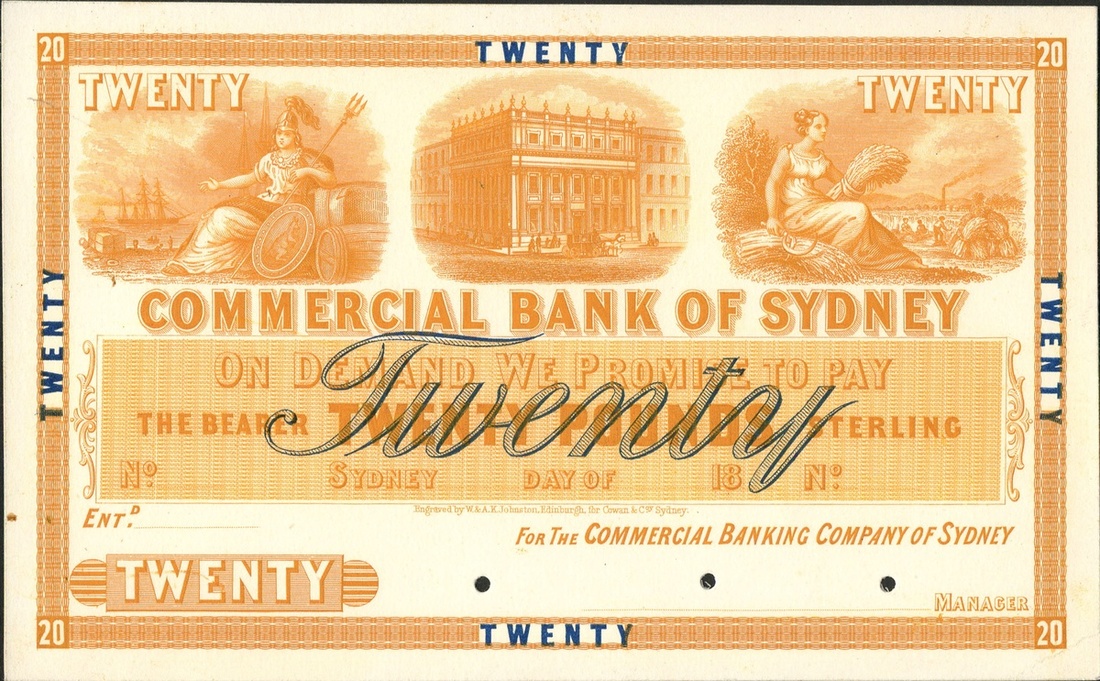 Commercial Bank of Sydney, proof £20 on card, Sydney, 18-, (Vort-Ronald type 3),