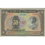 Banque du Congo Belge, 50 francs, 1951, series S, serial number 536599, (Pick 16i, TBB B218)