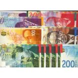 Bank of Israel, a selection of later issues, 1998-, (Pick 58, 59a, b, 63, 64, NL, 60a, b, c, 66...