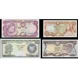 Cyprus, Central Bank of Cyrpus, set of 4 notes from the 1977-1982 issue, (Pick 45, 46, 47 and 4...