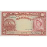 Bahamas Government issue, 10 shillings, ND (1954), serial number A/3 047690, (Pick 14d, TBB B11...