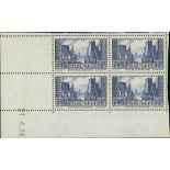 France 1929 Tourist Issue "Port de la Rochelle" 10f. blue, type III, Coin date block of four (2...