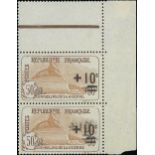 France 1917-27 "Orphans" Issues + 10c. on 50c. + 50c., partial double surcharge