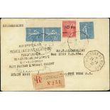 France 1928 "Ile de France" Issue 10fr. on 90c. red, surcharge inverted, very fresh used with "...