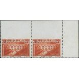France 1929 Tourist Issue "Pont du Gard" 20f. perforation 11, imperforate at top, an extraordin...