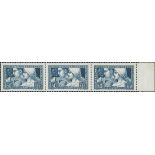France 1927-31 Caisse d'amortissment 1928 Workers 1f. 50 + 8f. 50 blue, horizontal; strip of th...