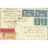 France 1928 "Ile de France" Issue 1928, Aug. 13. Registered cover to New York, franked by "Past...