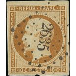 France 1852 "Présidence" Issue 10c. bistre, fresh impression printed on a slightly yellowish an...