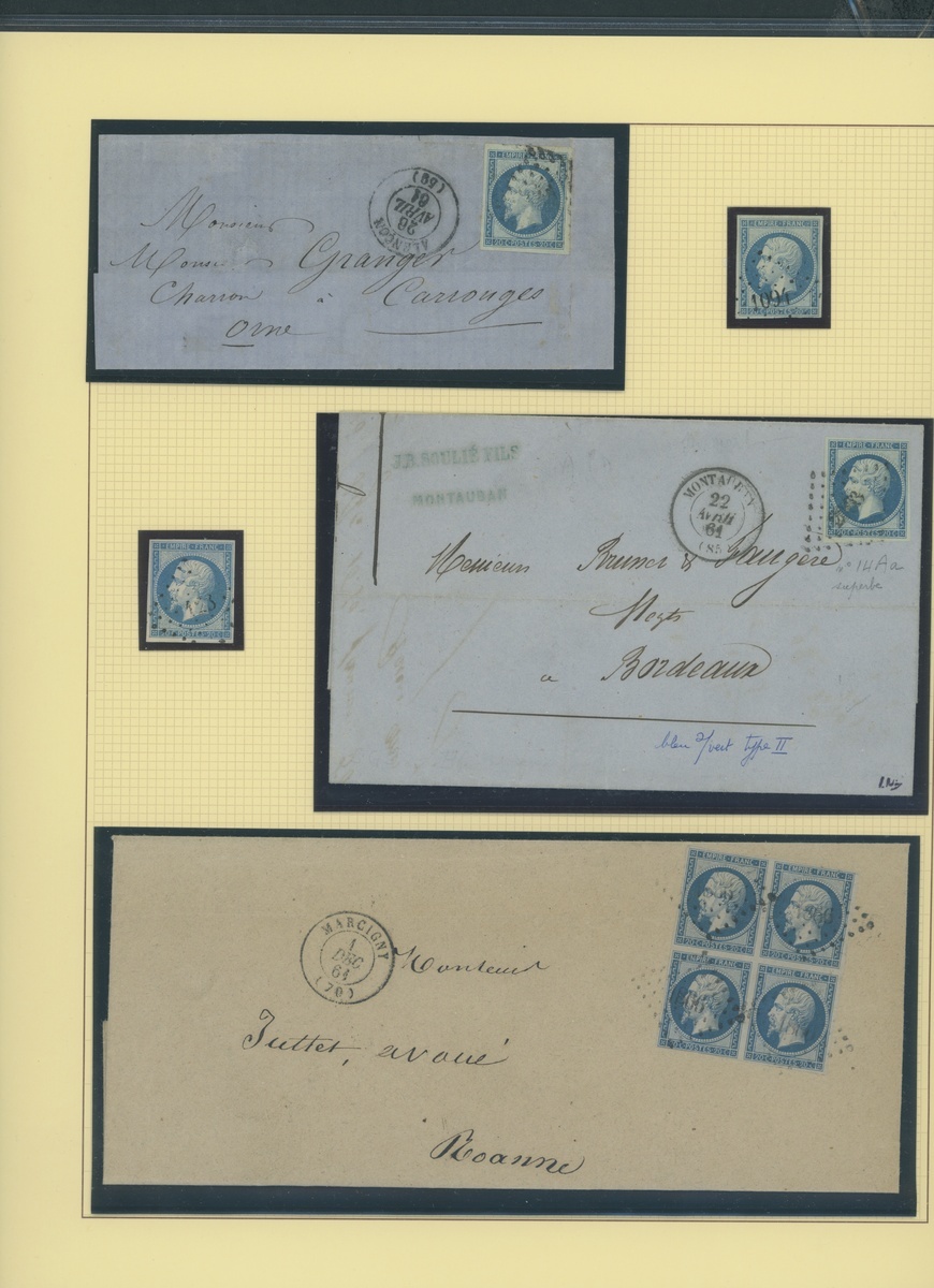 France 1853-60 Imperforate "Empire" Issue 1c. to 80c., balance of the collection, 249 stamps, c... - Image 10 of 17