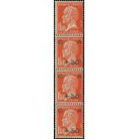 France 1927-31 Caisse d'amortissment 1927 1f. 50 + 50c. red-orange, vertical strip of four, the...
