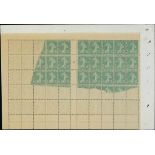 France Semeuse 1907 5c. green, type I, block of fifty (two panes of twenty-five) showing a fine...