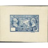 France 1927 Visit of American Legion 1f. 50 blue, die proof without figures of value, on card (...