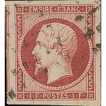 France 1853-60 Imperforate "Empire" Issue 1fr. light carmine, remarkable freshness