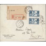 France 1927-31 Caisse d'amortissment 1928 Workers 1f. 50 + 8f. 50 blue, type III, vertical pair...