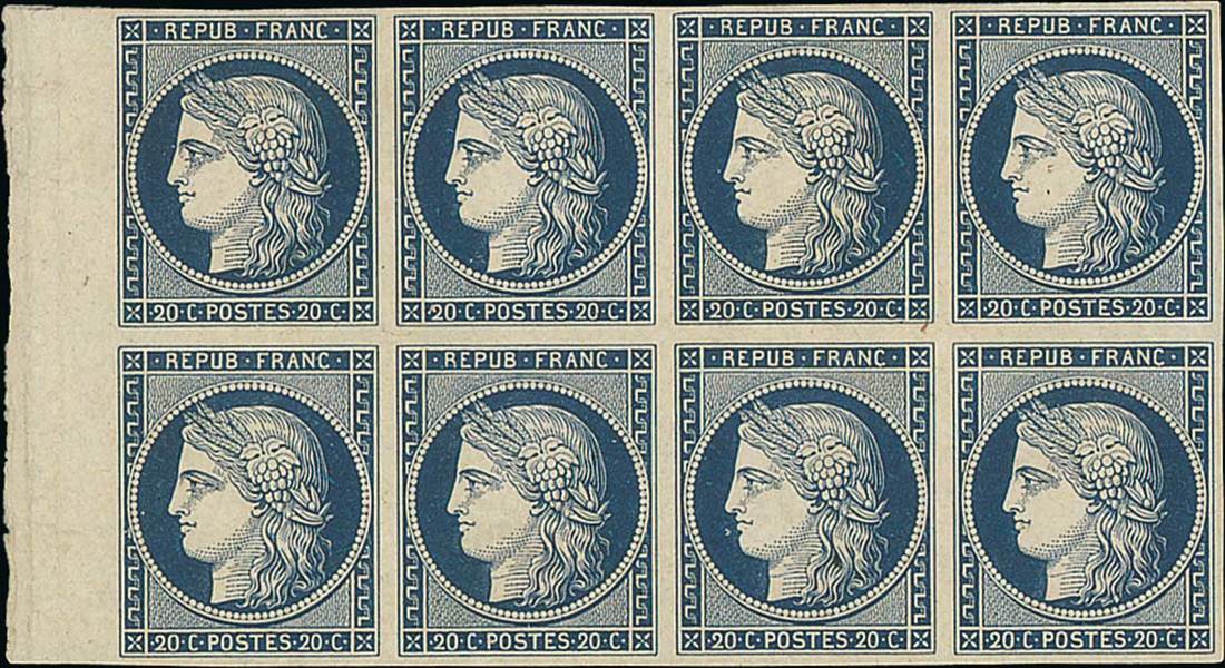 France 1849-50 First Issue 20c. dark blue, so called "Marquelet", never issued,