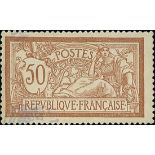 France 1900-27 "Merson" Issues 1900 Issue 50c. misplaced centre to lower left, unmounted mint;...