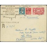 France 1928 "Ile de France" Issue 10fr. on 90c. red and 10fr. on 1fr.50c. blue,