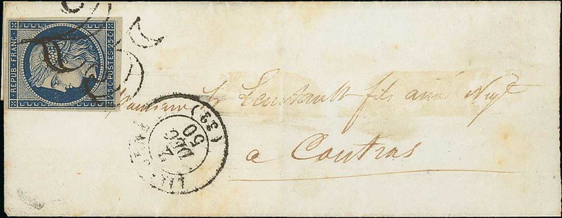 France 1849-50 First Issue 25c. blue, neat impression,