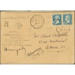 France 1928 "Ile de France" Issue 10fr. on 1fr.50c. blue, used in conjunction with