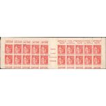 France Booklets Peace 50c. red 10f. booklet containing type IIA, ten pairs perforated and imper...