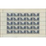 France 1929 Tourist Issue "Port de la Rochelle" 10f. blue, type III, complete sheet of twenty-f...