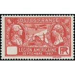 France 1927 Visit of American Legion 90c. red, figures of value at top, original gum; fine.