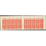 France Booklets Semeuse 50c. red 10f. booklet containing type IIB, miscut panes