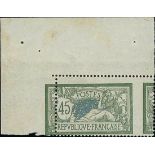 France 1900-27 "Merson" Issues 1906-20 Issue 45c. misplaced perforation horizontally, an impres...