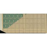France Semeuse 1907 5c. green type I, block of thirty, the lower three rows of the pane with a...