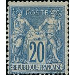 France 1876-1900 Type Sage Issues 20c. blue, type II, never issued, very attractively displayin...