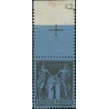 France 1876-1900 Type Sage Issues 1c. black on Prussian blue, the ultimate example of this desi...