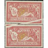 France 1900-27 "Merson" Issues 1900 Issue 1fr. pre-printing paper fold also causing a slightly...