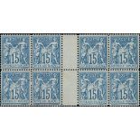 France 1876-1900 Type Sage Issues Postal forgery, Chalon Issue, 15c. blue, type II, horizontal...