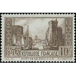 France 1929 Tourist Issue "Port de la Rochelle" Special Printing 10f. black brown, unmounted mi...