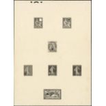 France 1900-27 "Merson" Issues 1900 Issue Collective proof in black on card, including the dies...