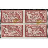 France 1900-27 "Merson" Issues 1900 Issue 1fr. centre misplaced se-tenant to centre missing, ve...