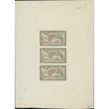 France 1900-27 "Merson" Issues 1900 Issue 40c. colour trial, vertical strip of three in olive a...