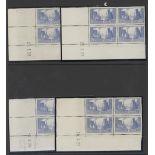 France 1929 Tourist Issue Port de la Rochelle 10f. blue, twelve coin date blocks of four, type...