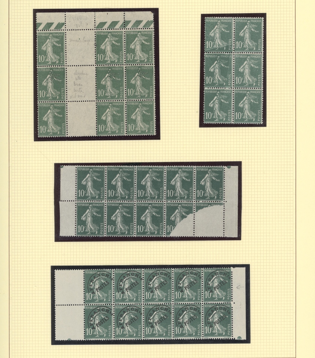 France Semeuse 1920-22 5c. orange (90) with Millesimes, pre-printing paper creases, misperforat... - Image 8 of 14