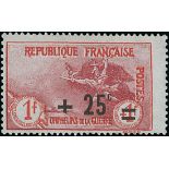 France 1917-27 "Orphans" Issues 1922 + 25c. on 1f. + 1f. carmine and orange instead of carmine,