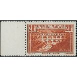 France 1929 Tourist Issue "Pont du Gard" 20f. perforation 11, left margin at left, unmounted mi...