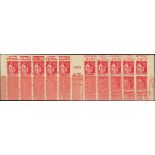 France Booklets Peace 50c. red 10f. booklet containing type III, heavily overinked, mostly affe...