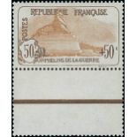 France 1917-27 "Orphans" Issues 1917-19 50c. + 50c. unmounted mint with interpanneau margin at...