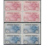 France 1917-27 "Orphans" Issues 1917-19 2c. + 3c. to 5f. + 5f., the complete set in blocks of f...