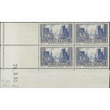 France 1929 Tourist Issue "Port de la Rochelle" 10f. blue, type II, Coin date block of four (20...