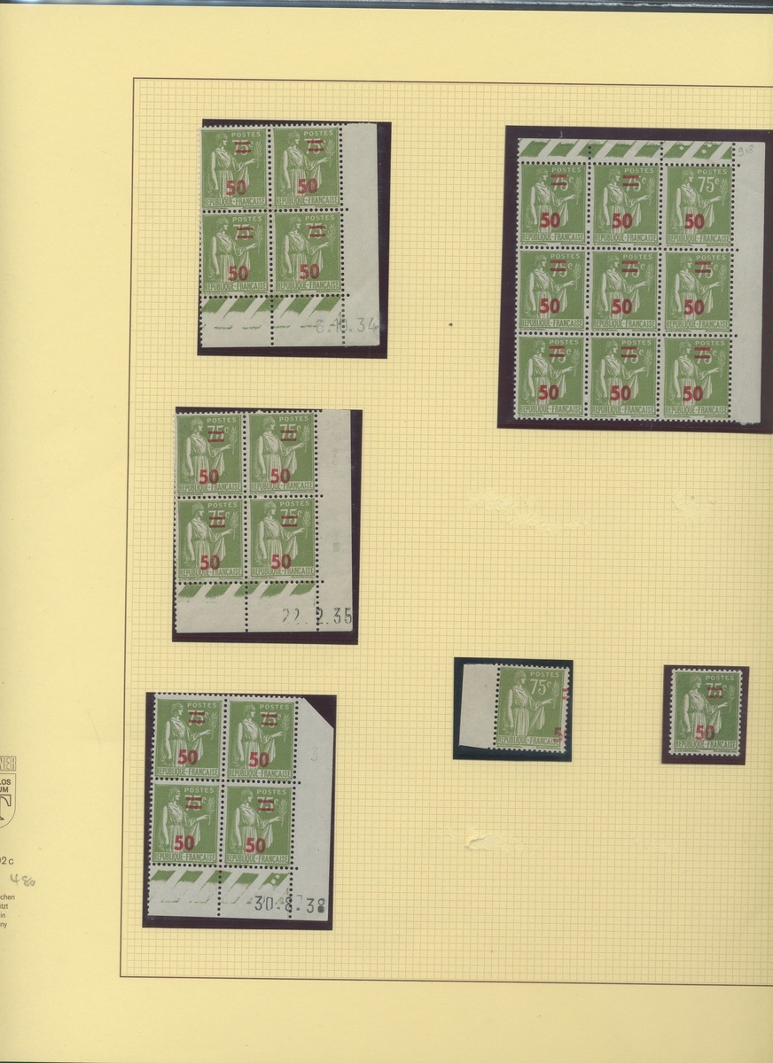 France 1940-41 Surcharges Collection on leaves, over 230 stamps,