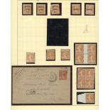 France Semeuse 1907 30c. orange, selection on pages, twenty-nine stamps,